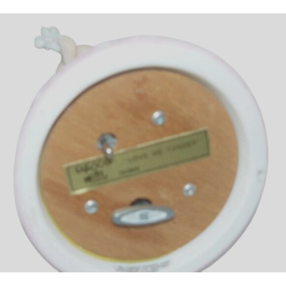 Bisque Porcelain Angel Music Box "Love Me Tender" Bell Pink Heart Enesco Vintage - Picture 9 of 9